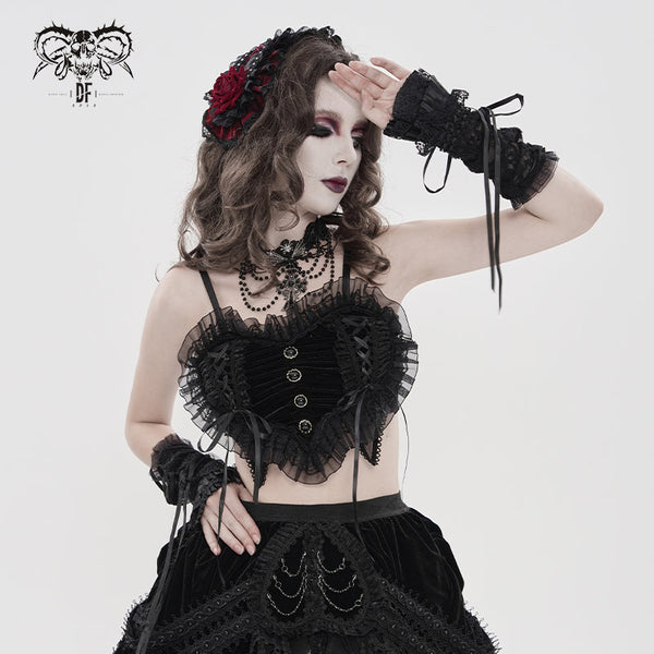Velvet Heart Gothic Strappy Cropped Top