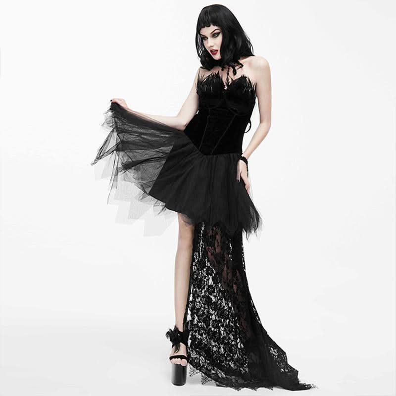 gothic dress shop Unholy' Gothic Dress With Sweetheart Neckline And A Tailcoat