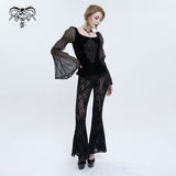 'Changes' Gothic Patterned Mesh Flared Pants