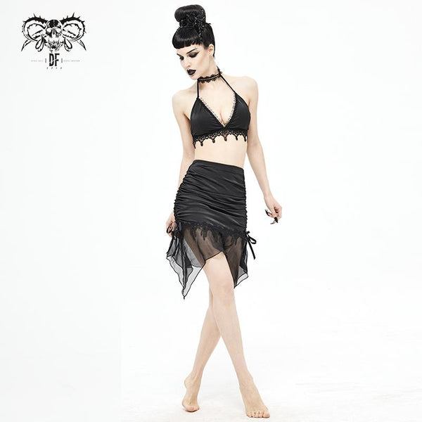 Phantasmagoria' Gothic Mesh Swimsuit with Straps. (Black) – DevilFashion  Official