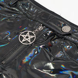 'Despair Rid-den' Punk Iridescent PU Leather Shorts