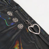 'Despair Rid-den' Punk Iridescent PU Leather Shorts