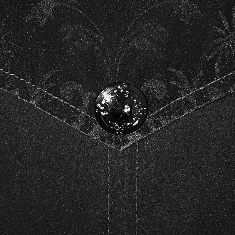 Hand Embroidered Cape Collar Black Velveteen Gothic Coat For Men