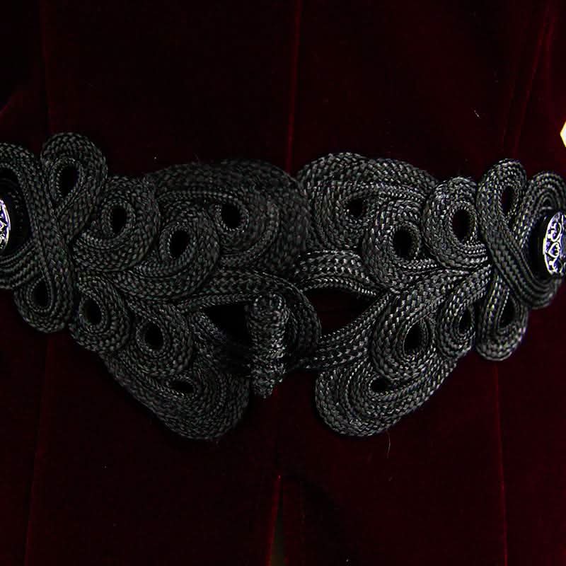 Gothic Palace Embroidered Metal Rivets Wine Dovetail Coat For Men
