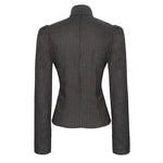 Black And Coffee Steampunk Striped Low Collar Bare Breast Sexy Women Blouse