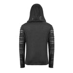Everyday Wear Men Irregular Striped Patchwork Punk Bandage Hooded Top