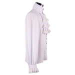 Punk Wedding High Collar Gothic Chiffon Men White Shirts With Bow Tie