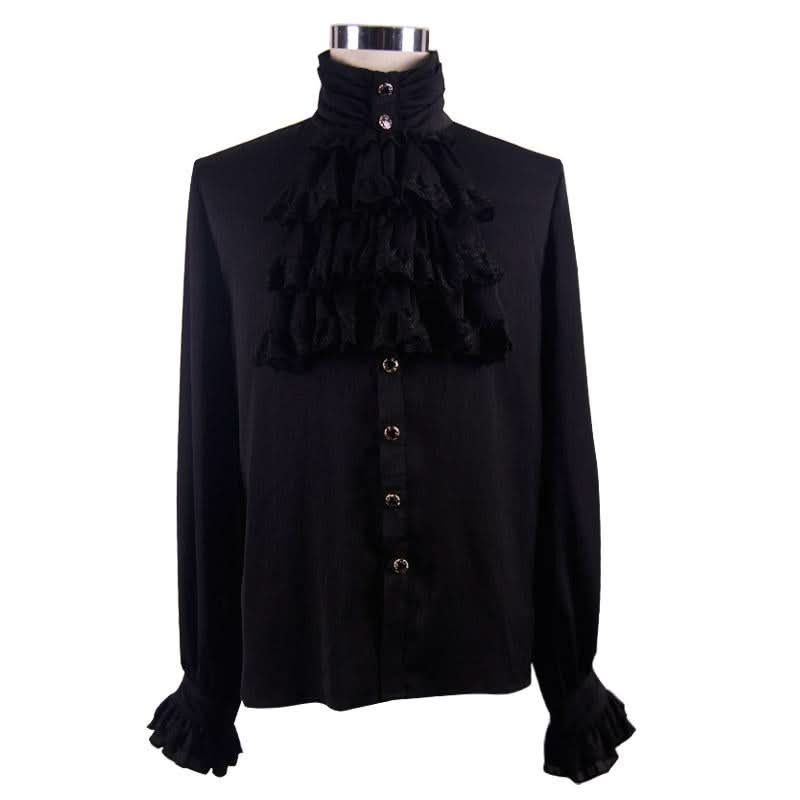 Gothic Chiffon Men Classic Black Shirt