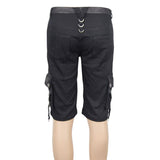 Punk Rock Adjustable Zippered Summer Men Shorts With Loops
