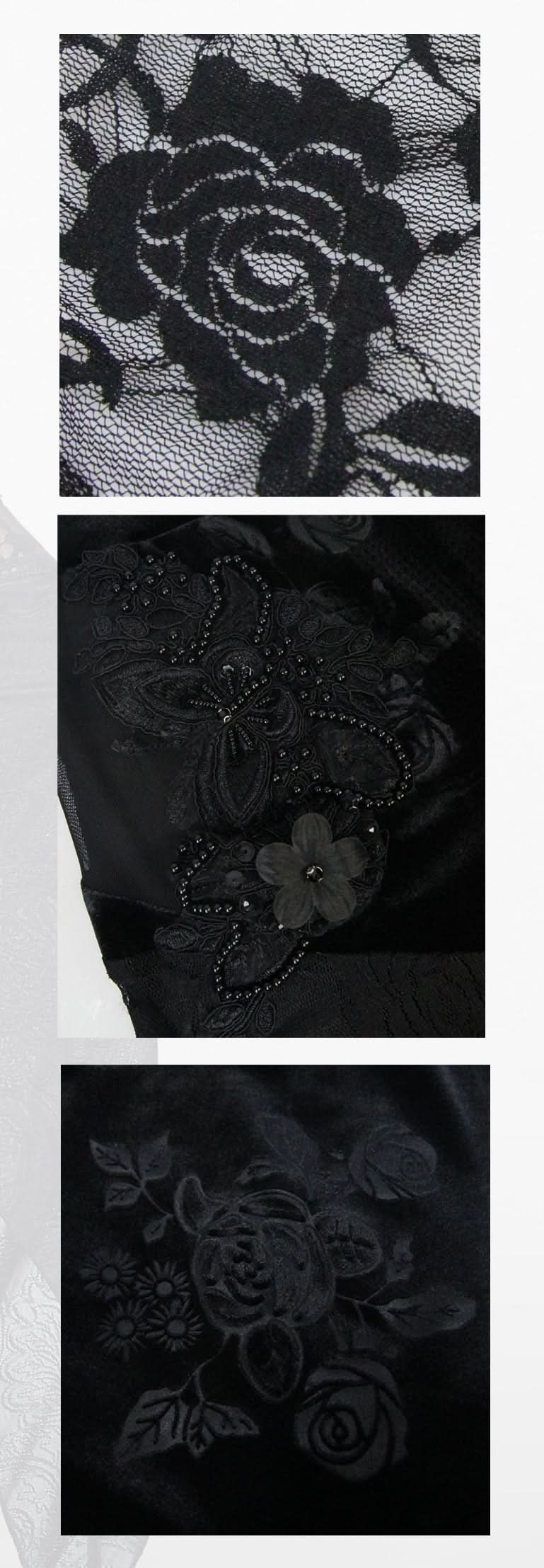 Transparent Rose Patterned Lace Velvet Stretchy Bell Bottom Pants With Flowers