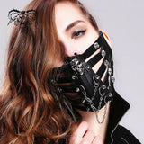 Black Metallic Skull Hollow Out Punk Mask For Women And Men