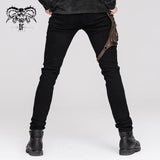 Party Wear Steampunk Men Fitted Brown Straight Leg Pants With Bag