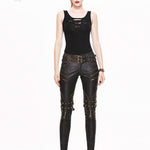 Sping False Boots High Waist Black And Silver Women Hand Rubbed Leather Trousers µ丱±¾