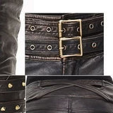 Sping False Boots High Waist Black And Silver Women Hand Rubbed Leather Trousers µ丱±¾