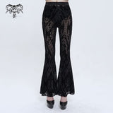 'Changes' Gothic Patterned Mesh Flared Pants