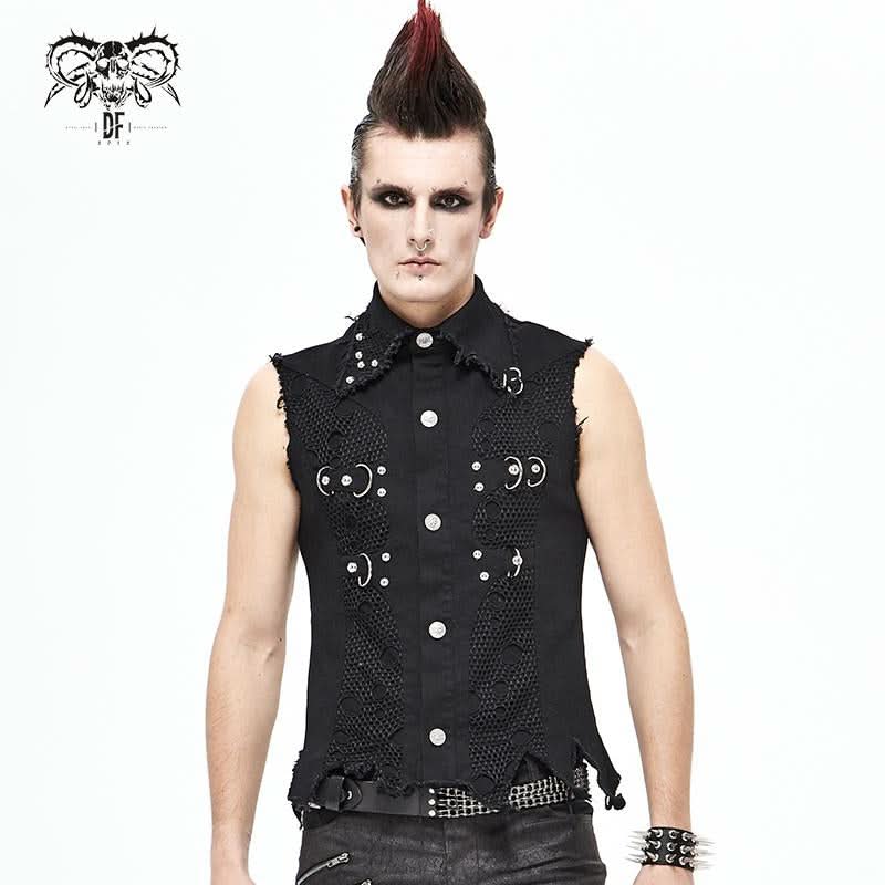 Wt061 Distressed Heavy Metal Men Vest