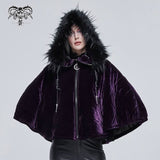 'Sweet Oblivion' Gothic Cape With Fur Lined Hood (Purple)