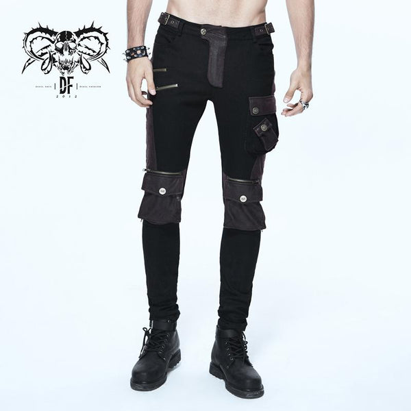 Soul On Fire' Punk Faux Leather Pants with Buckles and Zippers