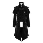 Hand Embroidered Cape Collar Black Velveteen Gothic Coat For Men