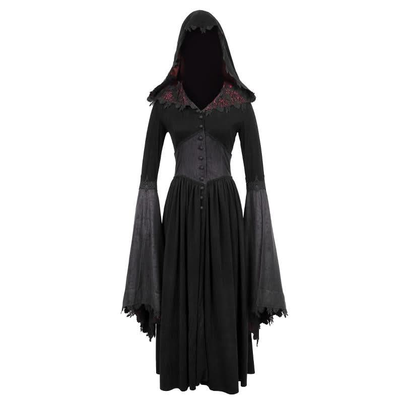 Gothic Pointed Hat Velveteen Floral Lady Tunic Voluminous Skirt Coats