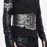 Punk Metallic Armor Silver Lace Up Men Leather Belts
