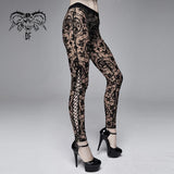 Gothic Brown Queen Patterned Printed Sexy Ladies See Through Leggings