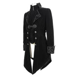 Western Fashion Gothic Embroidered Collar Black Men Velveteen Tuxedo
