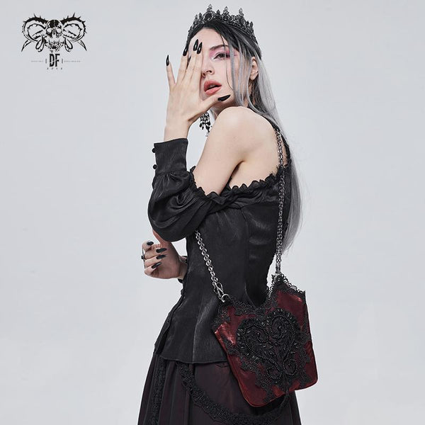 Gothic Shoulder Bag, Gothic Lace Handbag, Lolita Gothic Bag
