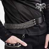 Heavy Metal Bicycle Chain Motorcycle Punk Men Black Leather Belt