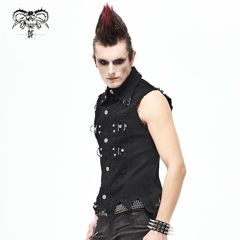 Wt061 Distressed Heavy Metal Men Vest