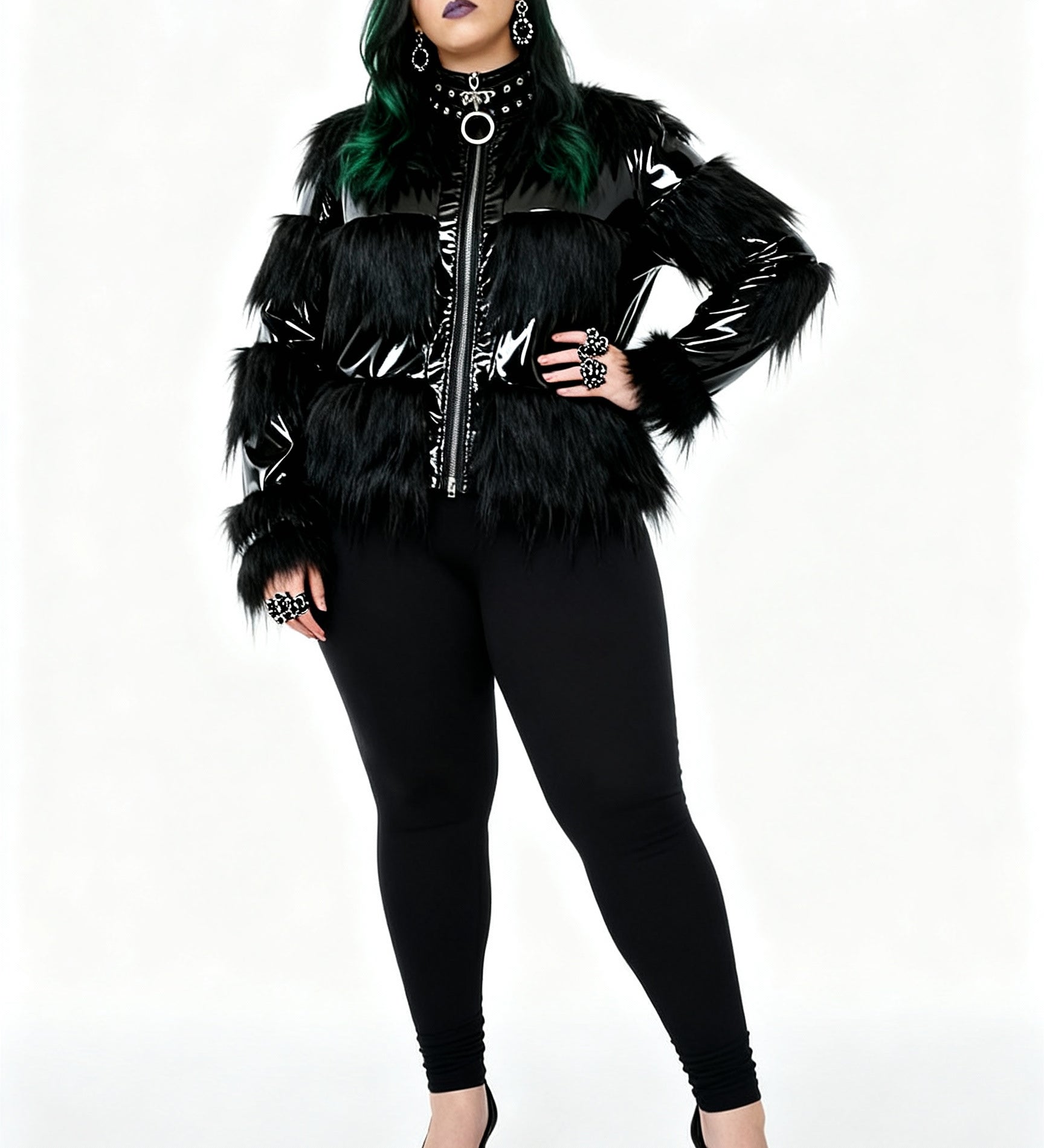 'Crossroads' Punk Jacket with Fur and PU Leather