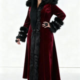 'Demonic Priestess' Long Coat With Fur and Hood