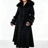 'Baroness' Gothic Long Coat with Fur Collar and Sleeves