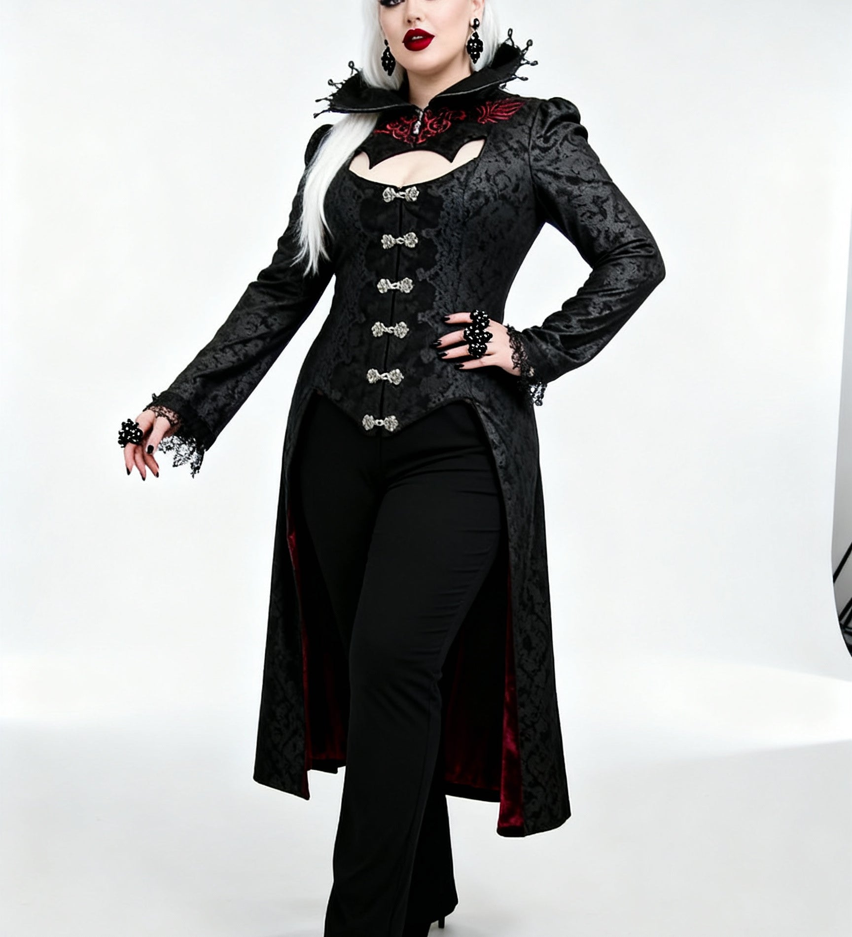 'Scarlet Town' Gothic Overcoat with Medici Collar