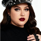 'School is Cool' Punk Faux Leather Military Style Hat With Studs And Chains