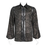 SHT139 gold stamping pleated Long-sleeved shirts