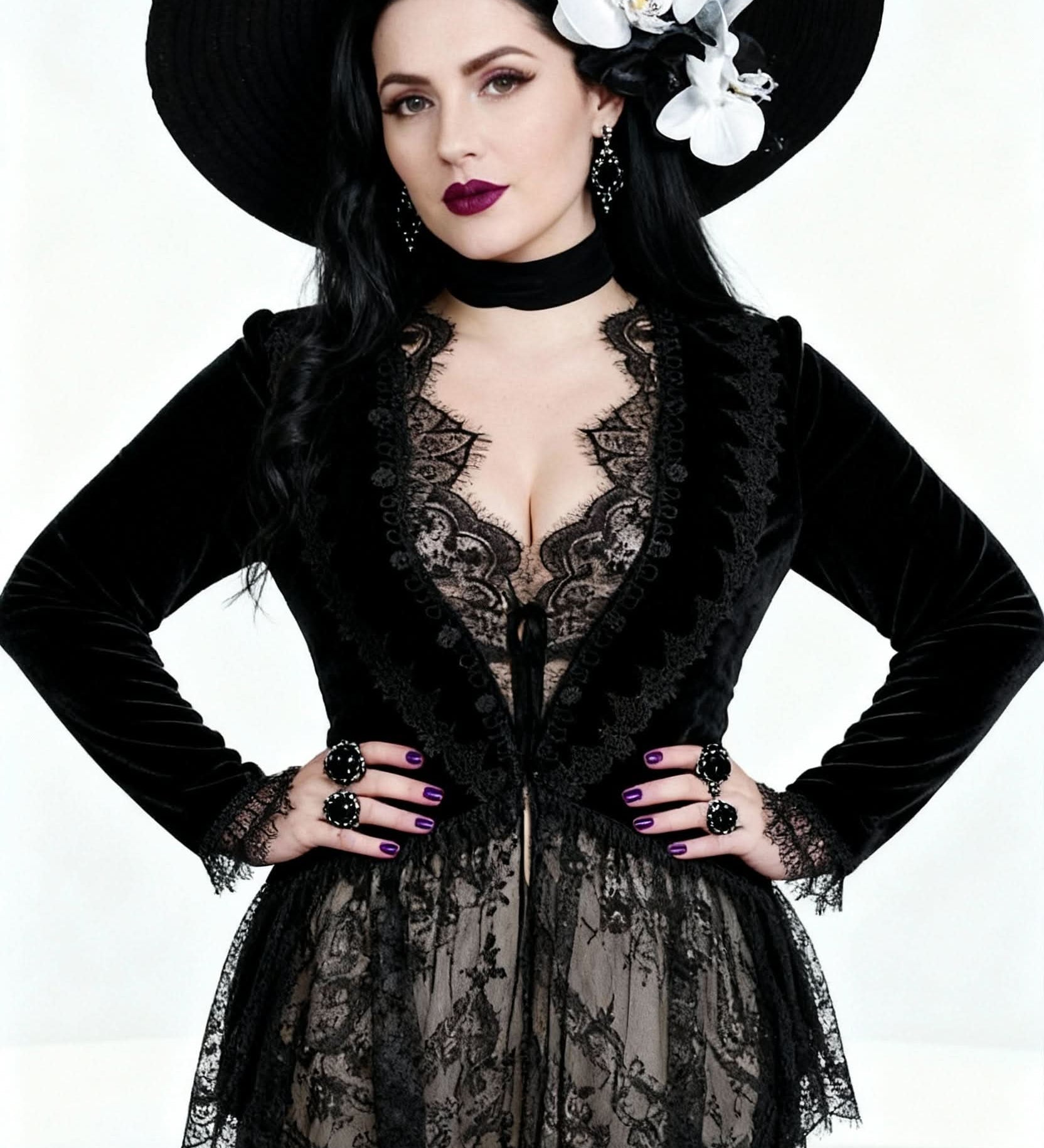 'A Season in Hell' Gothic Blazer with Waterfall Mesh Hem