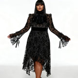 'Wilhelmina' Gothic Floral Mesh Dress