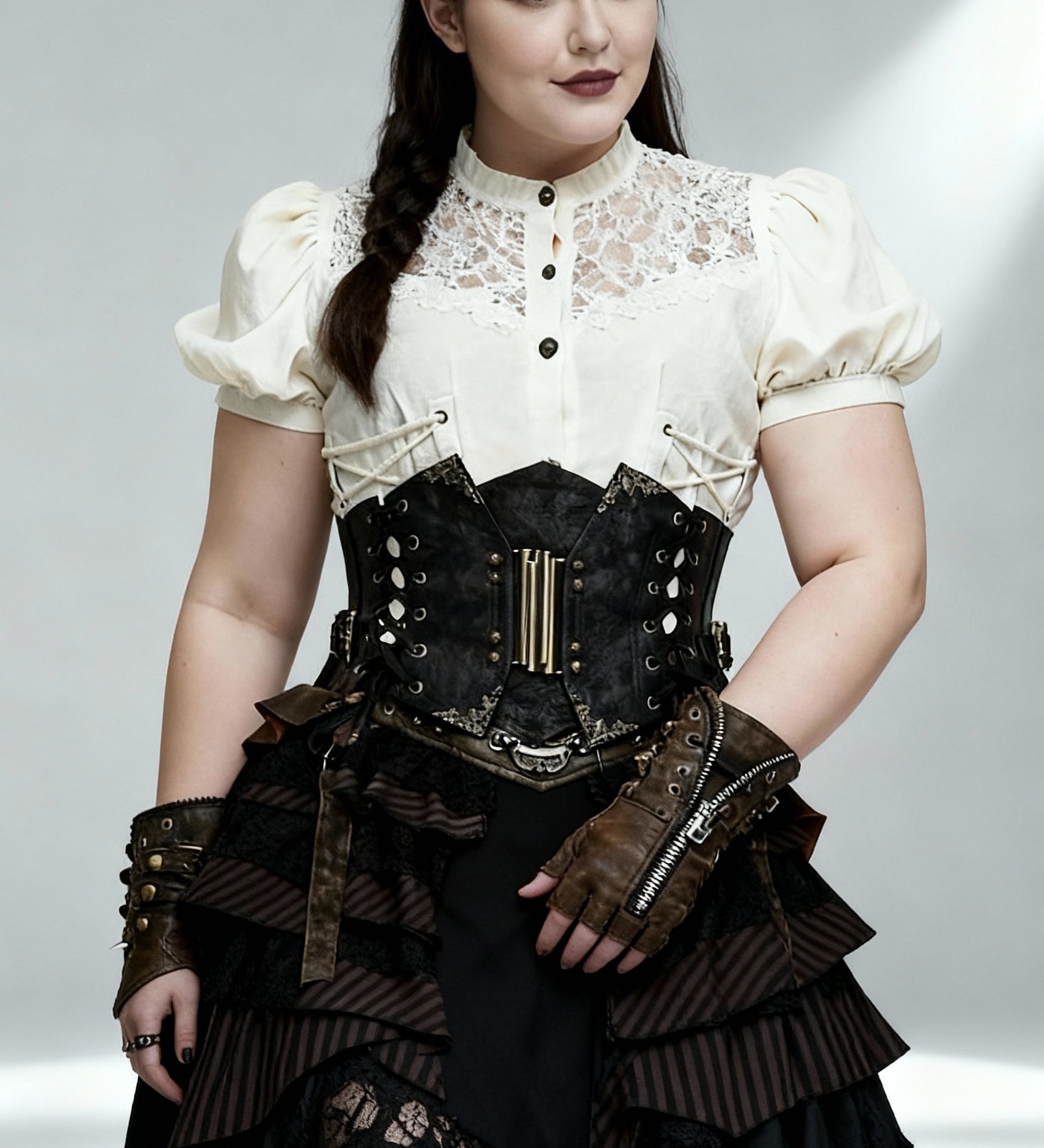 'Nekhbet' Steampunk Corset with Metal Buckles