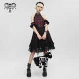 'Snowblood' Punk Cheongsam Collar Plaid Dress