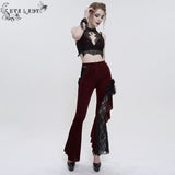 ‘Last Flight' Asymmetric Gothic Flared Pants (Red)