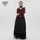 'Kiss Me Goodbye' Gothic Off-Shoulder Peplum Top (Red)