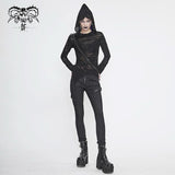 Pt142 Cyberpunk Circuit Printed Leather Loops Women Pants