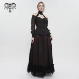 'Kiss Me Goodbye' Gothic Off-Shoulder Peplum Top (Black)