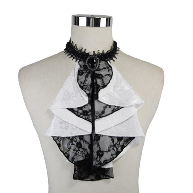 Gothic Black And White Paisley Jacquard Contrast Color Men Bow Tie