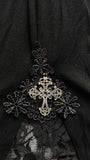 Gothic Women Cross Decoration Knit Lace Bell Bottoms Pants