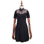 Gothic Sexy Women Mid Length Gothic Patterned Lace Modal T Shirt With Necklace
