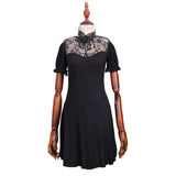 Gothic Sexy Women Mid Length Gothic Patterned Lace Modal T Shirt With Necklace