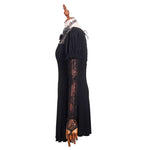 Gothic Sexy Women Mid Length Gothic Patterned Lace Modal T Shirt With Necklace