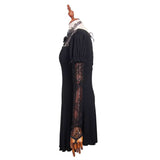 Gothic Sexy Women Mid Length Gothic Patterned Lace Modal T Shirt With Necklace
